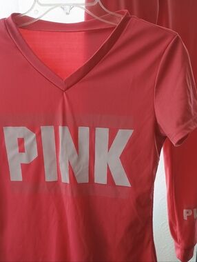PINK V-neck Tee in Coral Pink